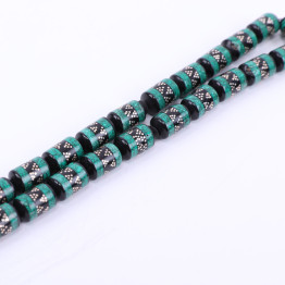 سبحة كوك مطعم بالفيروز الأخضر والفضة