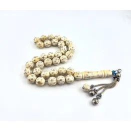 عاج قديم مطعم فضة بشرابة فضة