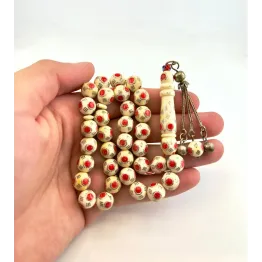 عاج مطعم فضة ومرجان قديم 