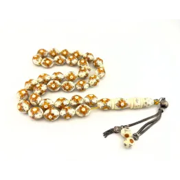 عاج مطعم فضة ومرجان قديم 