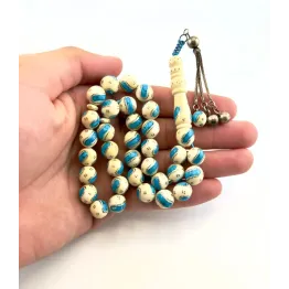 عاج مطعم فضة وفيروز قديم 