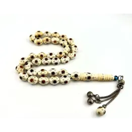 عاج مطعم فضة و كهرمان قديم 