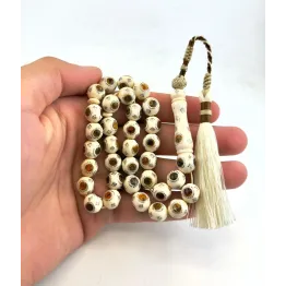 عاج مطعم فضة و كهرمان قديم كركوشة 