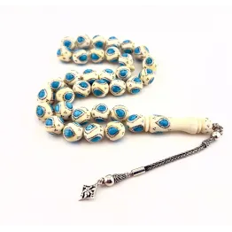 عاج مطعم فضة وفيروز قديم