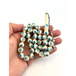 عاج مطعم فضة وفيروز قديم