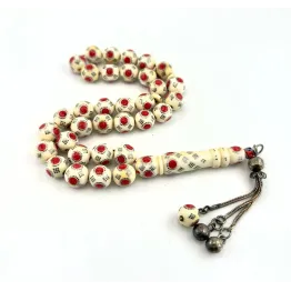 عاج مطعم فضة ومرجان قديم 