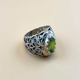 خاتم فضه زبرجد